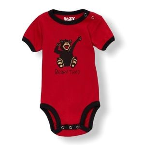 Lazy One Brick Red 'Beary Tired' Bodysuit